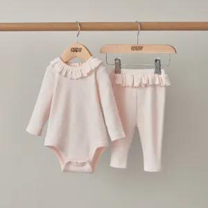 Mamas and Papas Frill Hem Pointelle Bodysuit & Leggings Set - 2 Piece Set