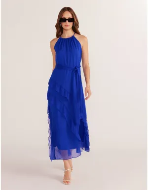 Marina Frill Maxi Dress - Sapphire Blue