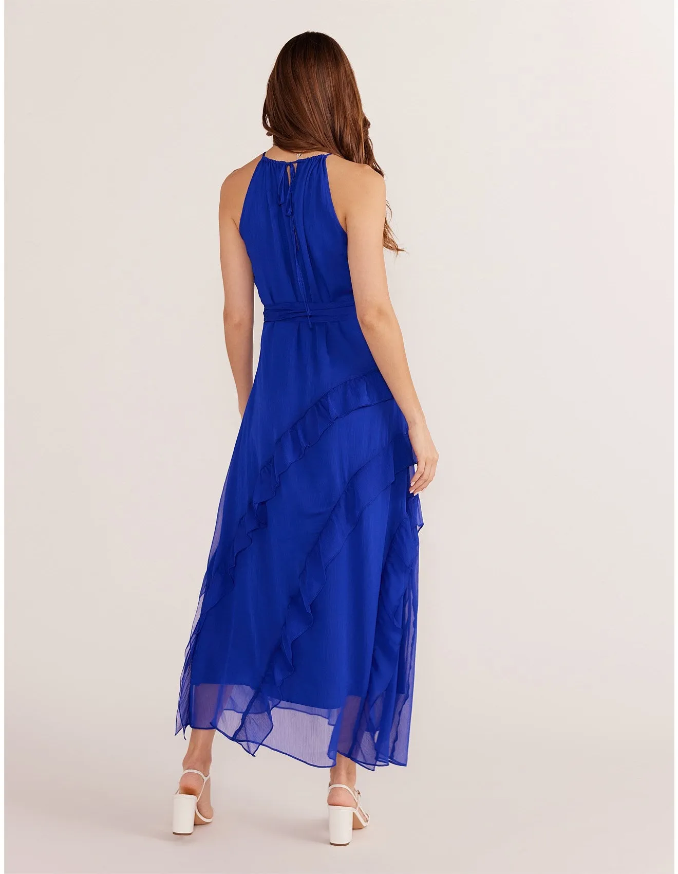 Marina Frill Maxi Dress - Sapphire Blue