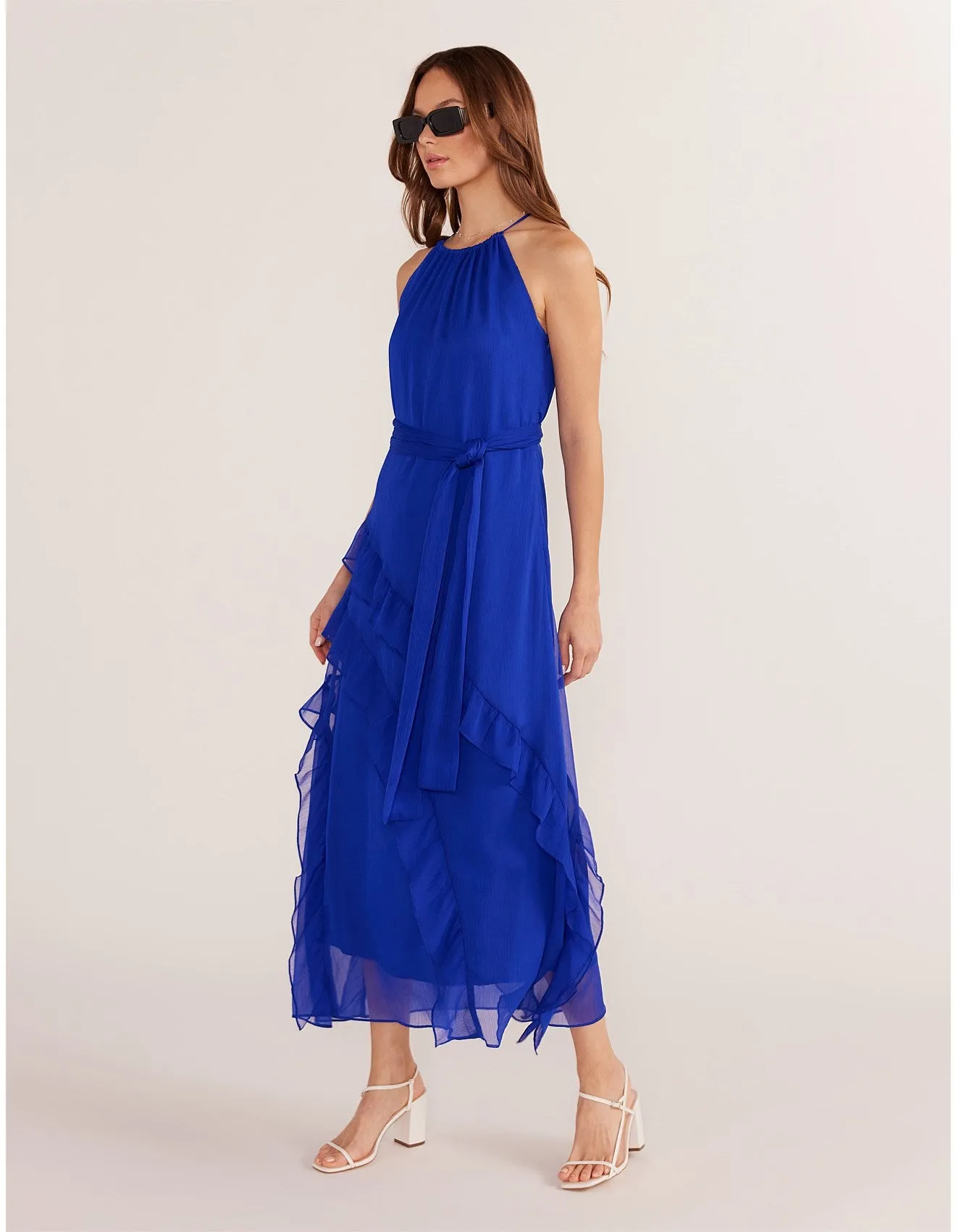 Marina Frill Maxi Dress - Sapphire Blue