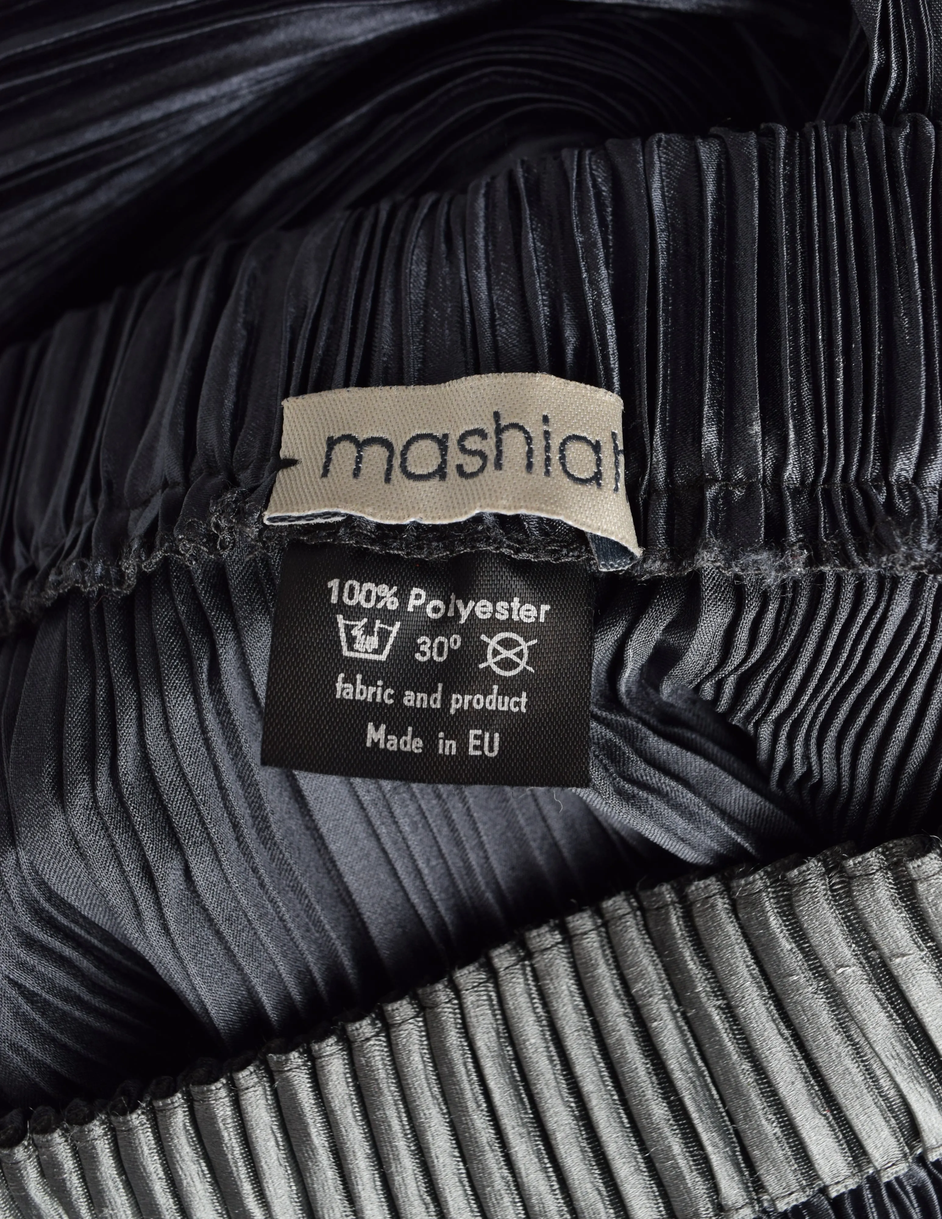 Mashiah Vintage Avant Garde Blue Grey Metallic Bubble Plisse Pleated Maxi Skirt