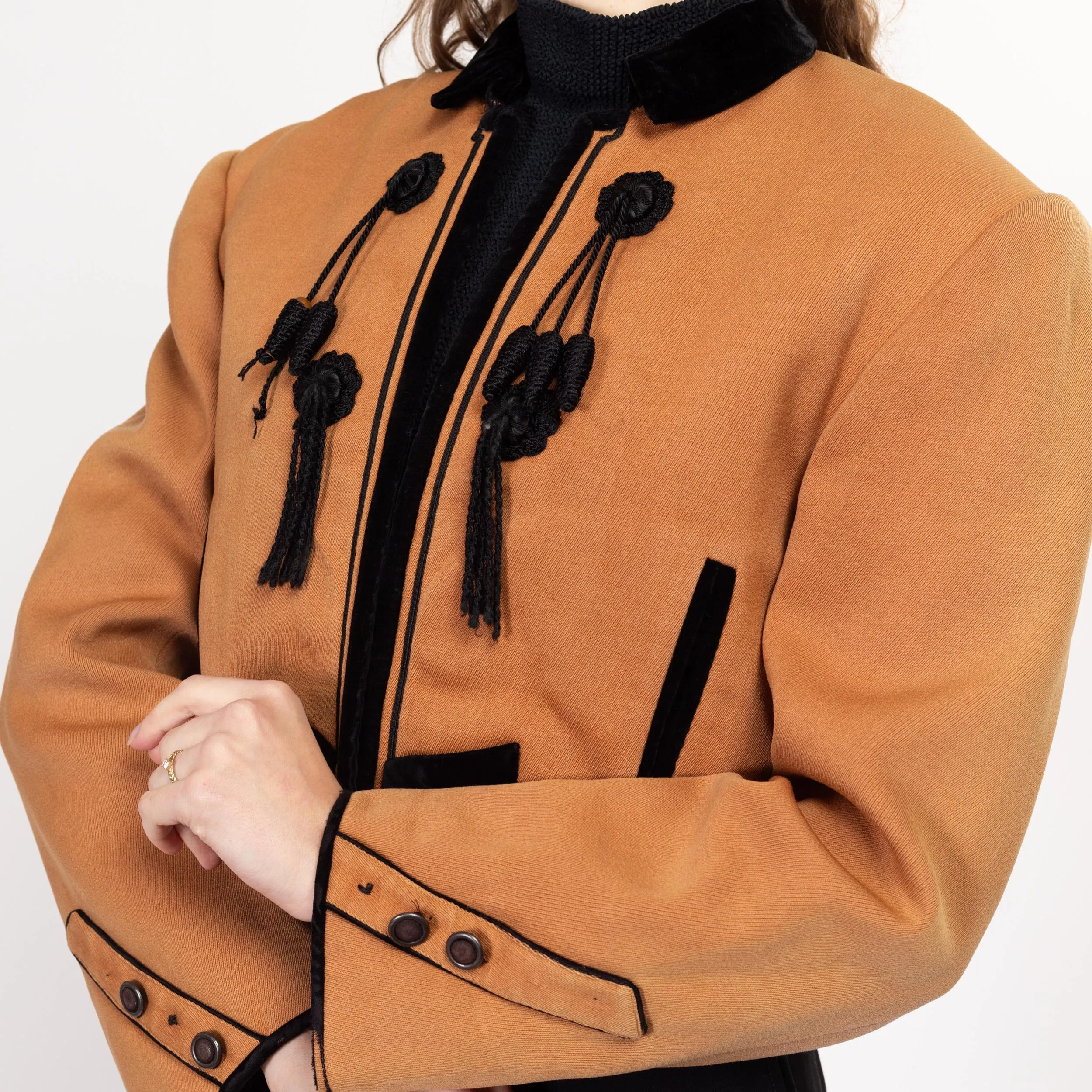 Med-Lrg 1940s Tan Wool Marching Band Jacket