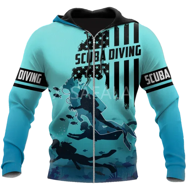 Men Hoodie: Scuba Diving 3D Print Hoodie