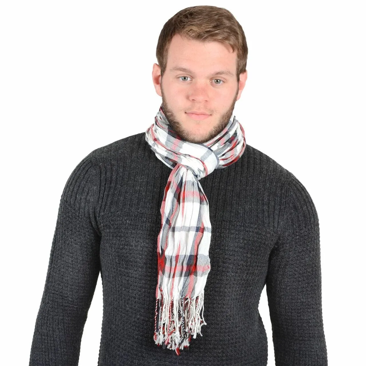 Mens Check Lightweight Woven Scarf Milan/ Roma/ Venice