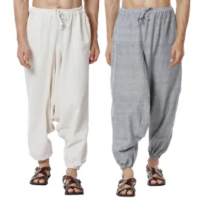 Men's Harem Pack of 2 | Cream & Grey | Fits Waist Sizes 28 to 36 Inches