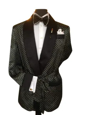 Mens Jackets Quilted Black Dotted Host Wear Dinner Party Wear Jacket Blazers