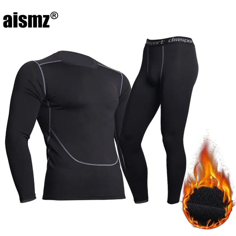 Men's Winter Thermal Underwear Pant  Top Quick Dry Warm Long Johns With Velvet Male Warm Fitness Thermo Underwear Set