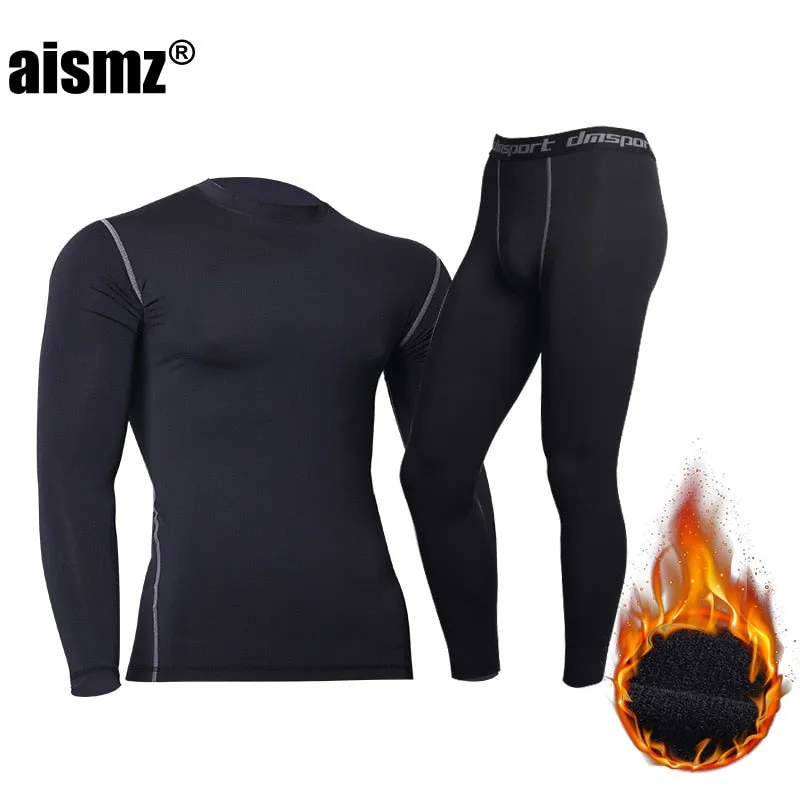 Men's Winter Thermal Underwear Pant  Top Quick Dry Warm Long Johns With Velvet Male Warm Fitness Thermo Underwear Set