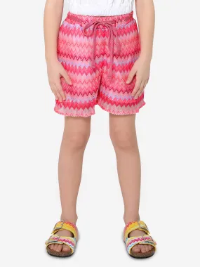 Missoni Girls Zig Zag Knit Shorts in Pink