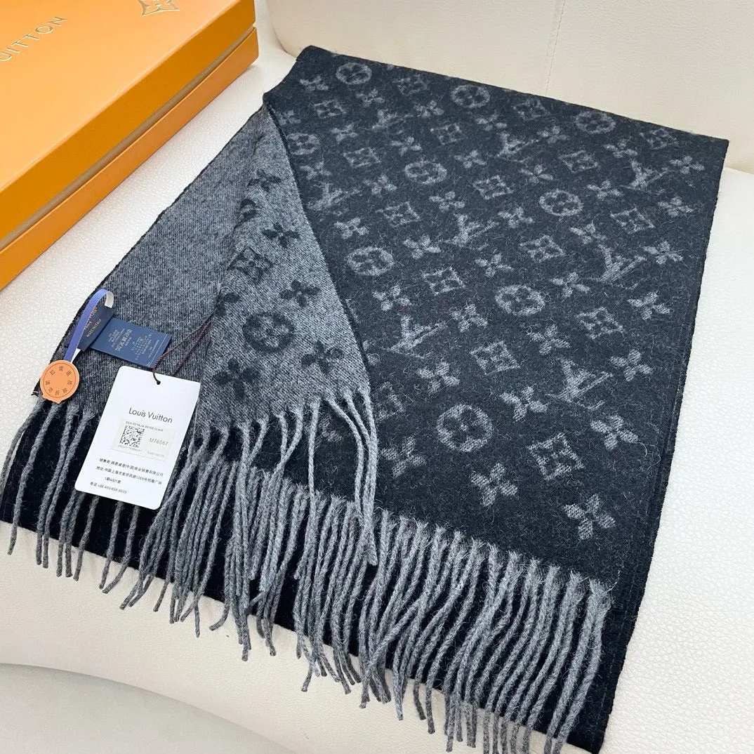 MONOGRAM GRADIENT 180 CM SCARF BLACK CASHMERE 392957