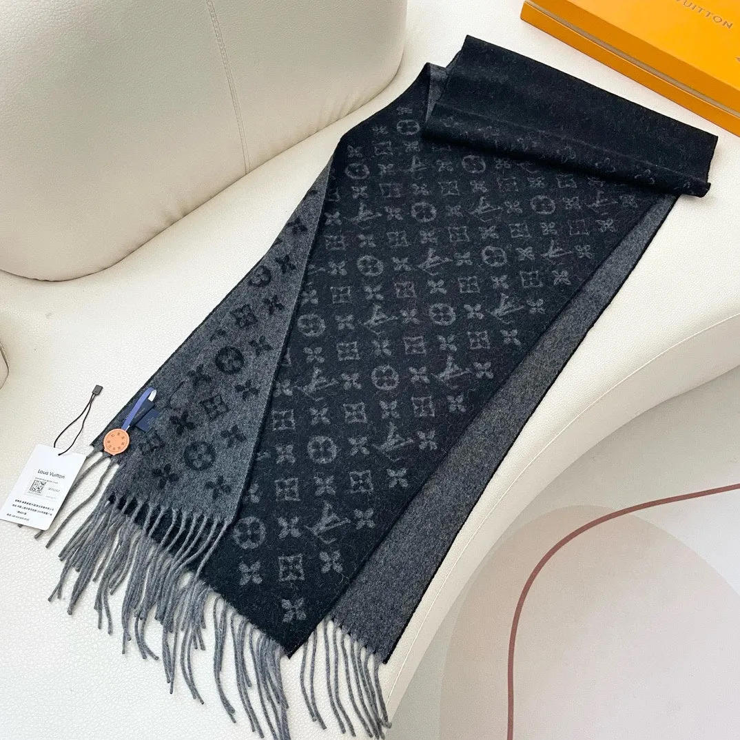 MONOGRAM GRADIENT 180 CM SCARF BLACK CASHMERE 392957