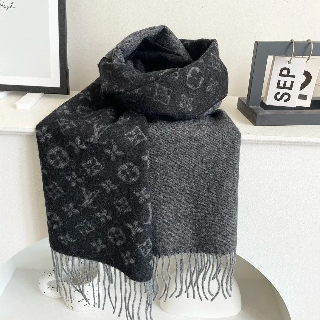 MONOGRAM GRADIENT 180 CM SCARF BLACK CASHMERE 392957