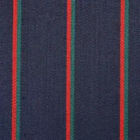 Navy Blue with Narrow Green & Red Blazer Stripe Jacketing