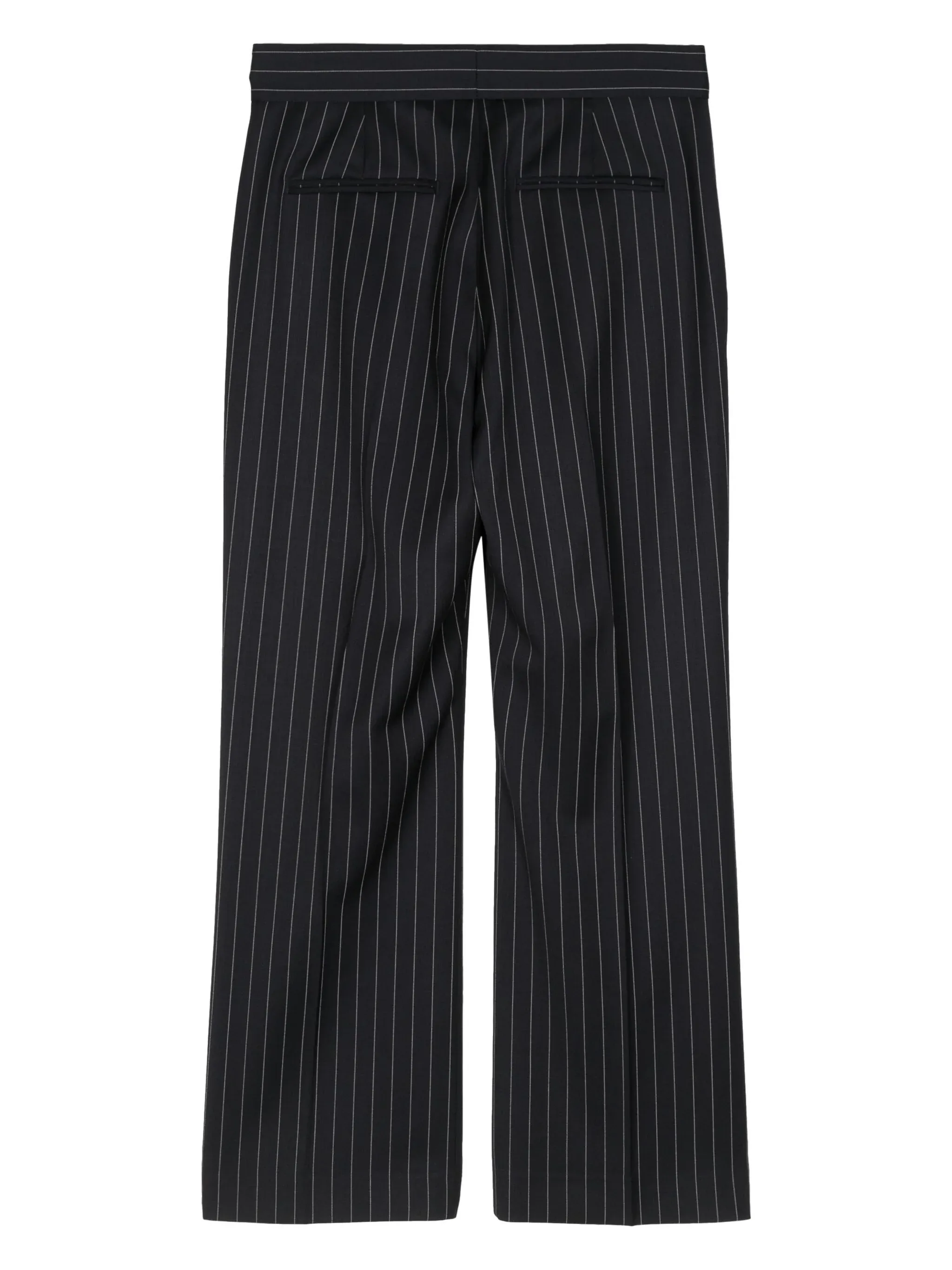 Navy Stripes Cropped Straight Pants