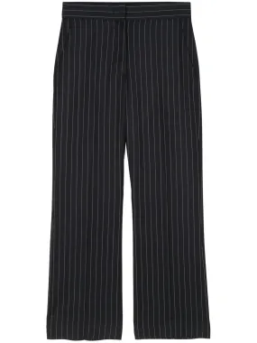 Navy Stripes Cropped Straight Pants