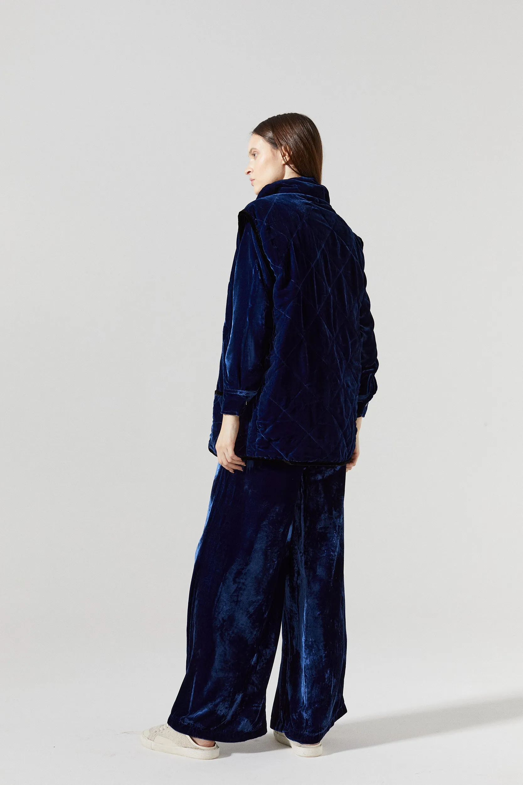 New Luna Velvet Pants - Navy Blue