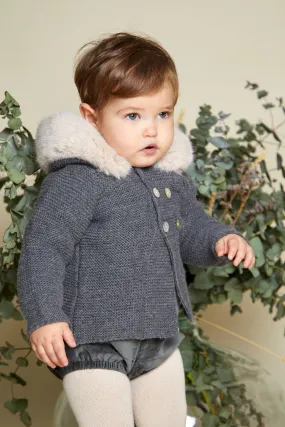 NUECES GREY FUR SWEATER