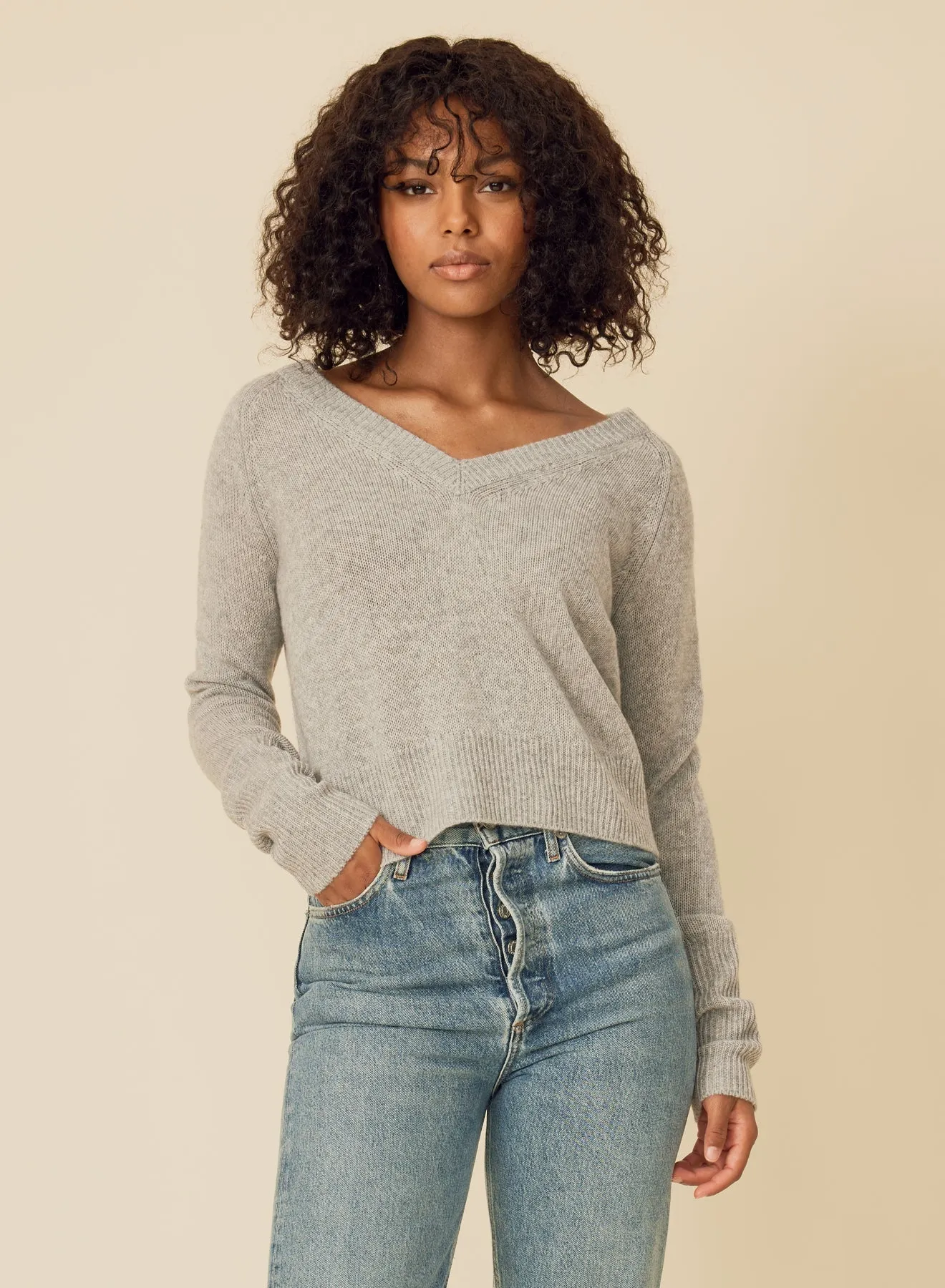 One Grey Day Blakely Cashmere V-Neck