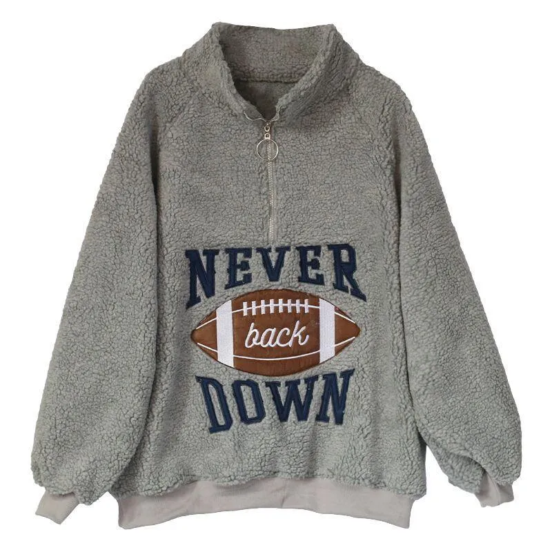 Oversize Plush Velvet American Football Sweatshirt