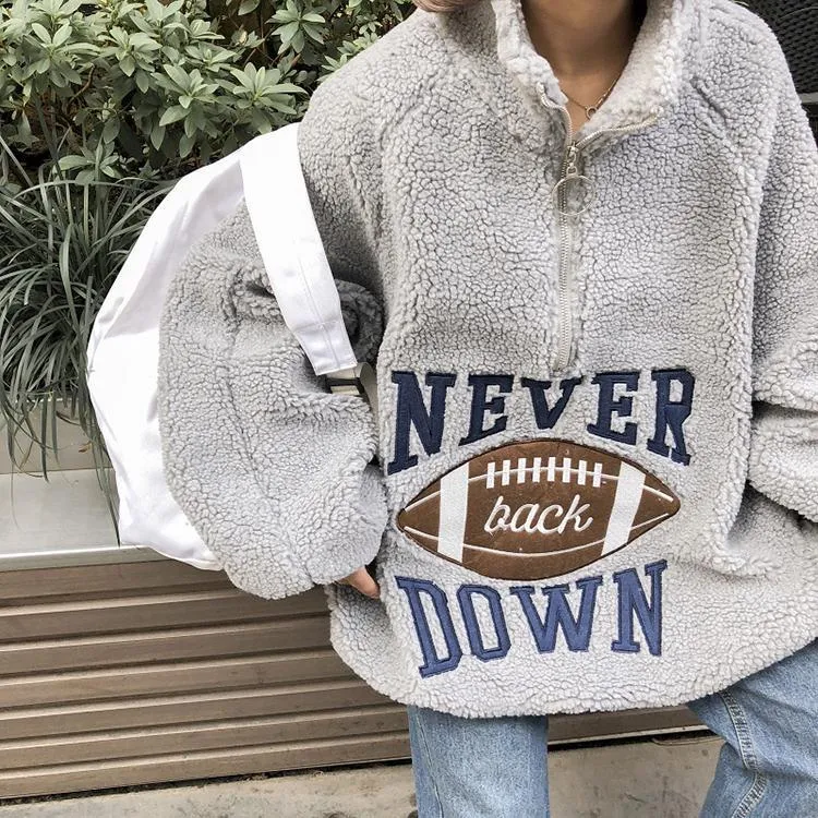 Oversize Plush Velvet American Football Sweatshirt