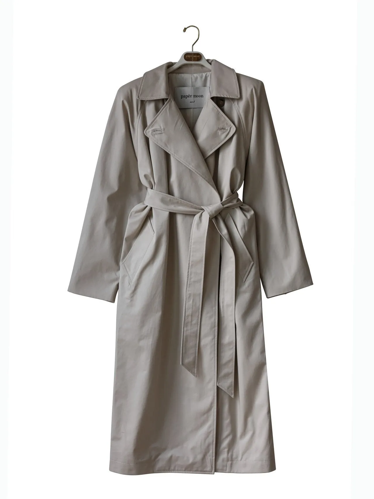 PADDED SHOULDER OVERSIZED COTTON TRENCH