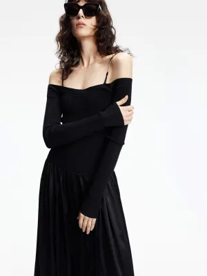 Paneled Off Shoulder Dress