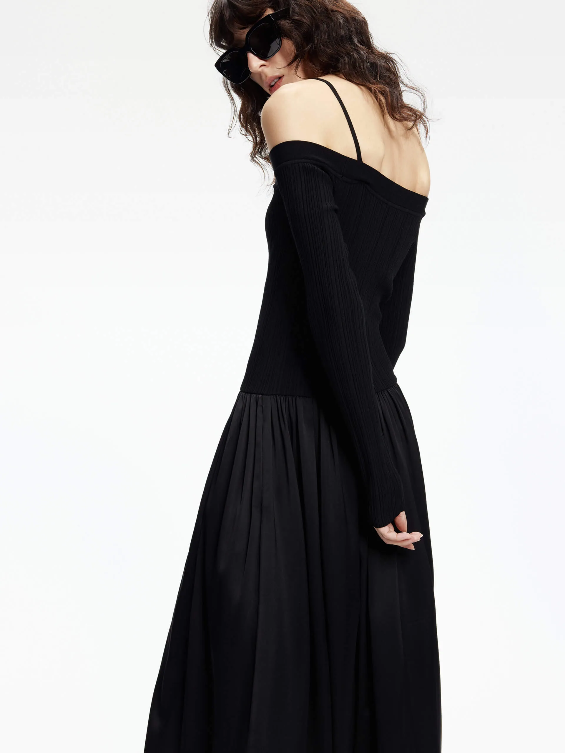 Paneled Off Shoulder Dress