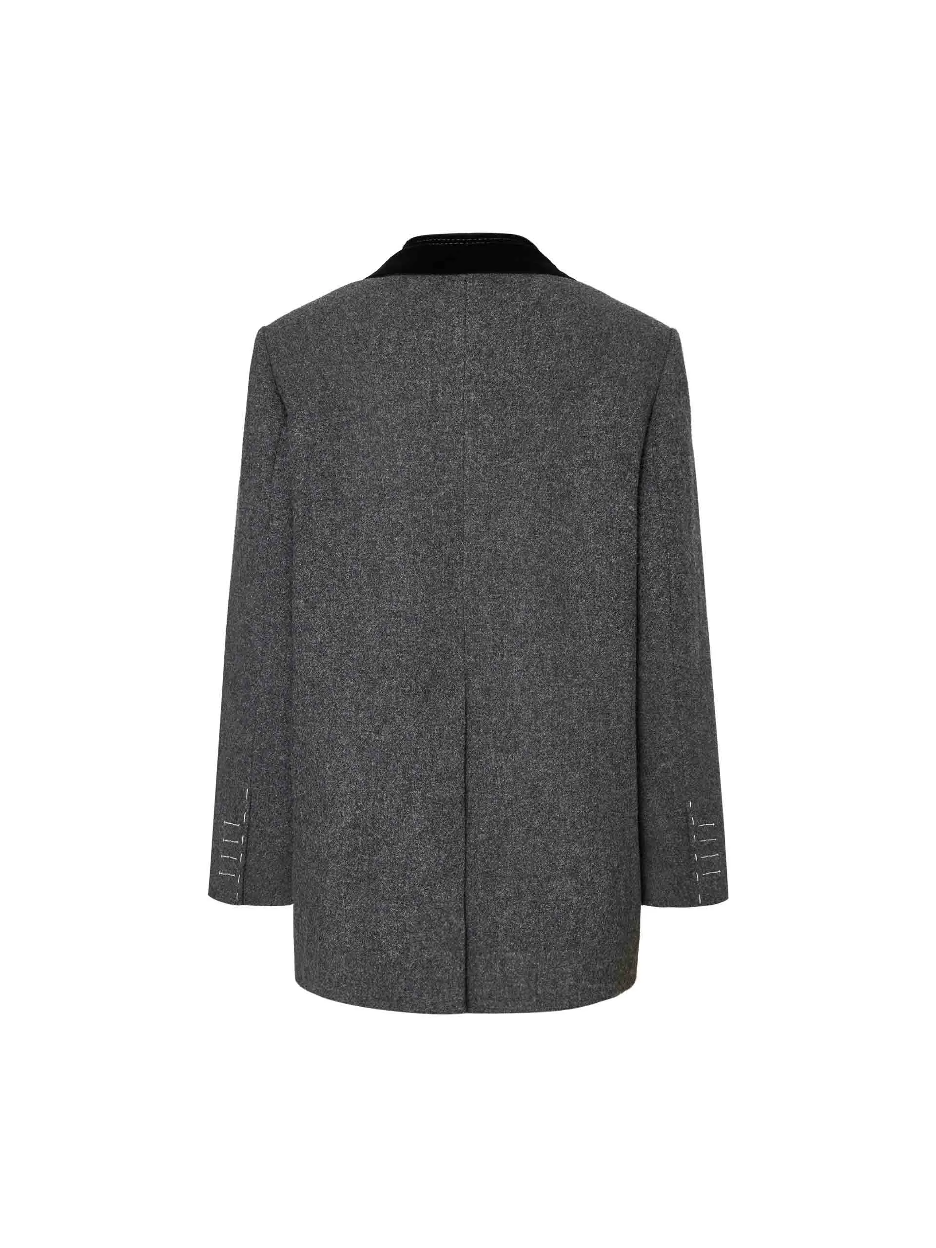 Patchwork Collar Wool Blazer