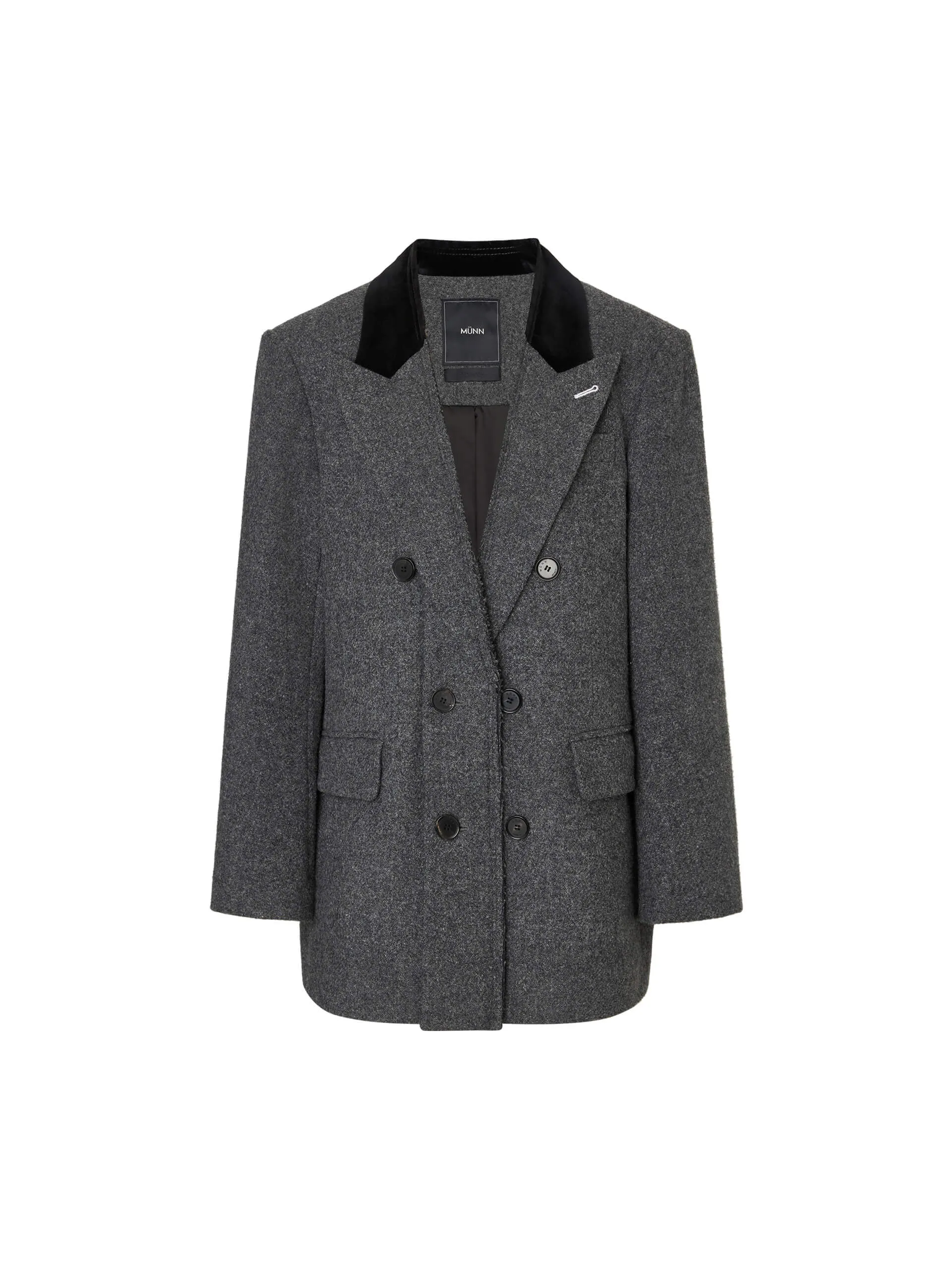 Patchwork Collar Wool Blazer