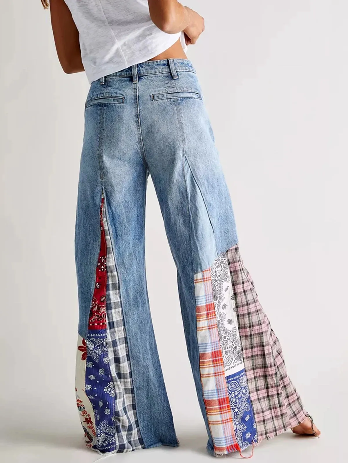 Patchwork Wide Leg Jeans