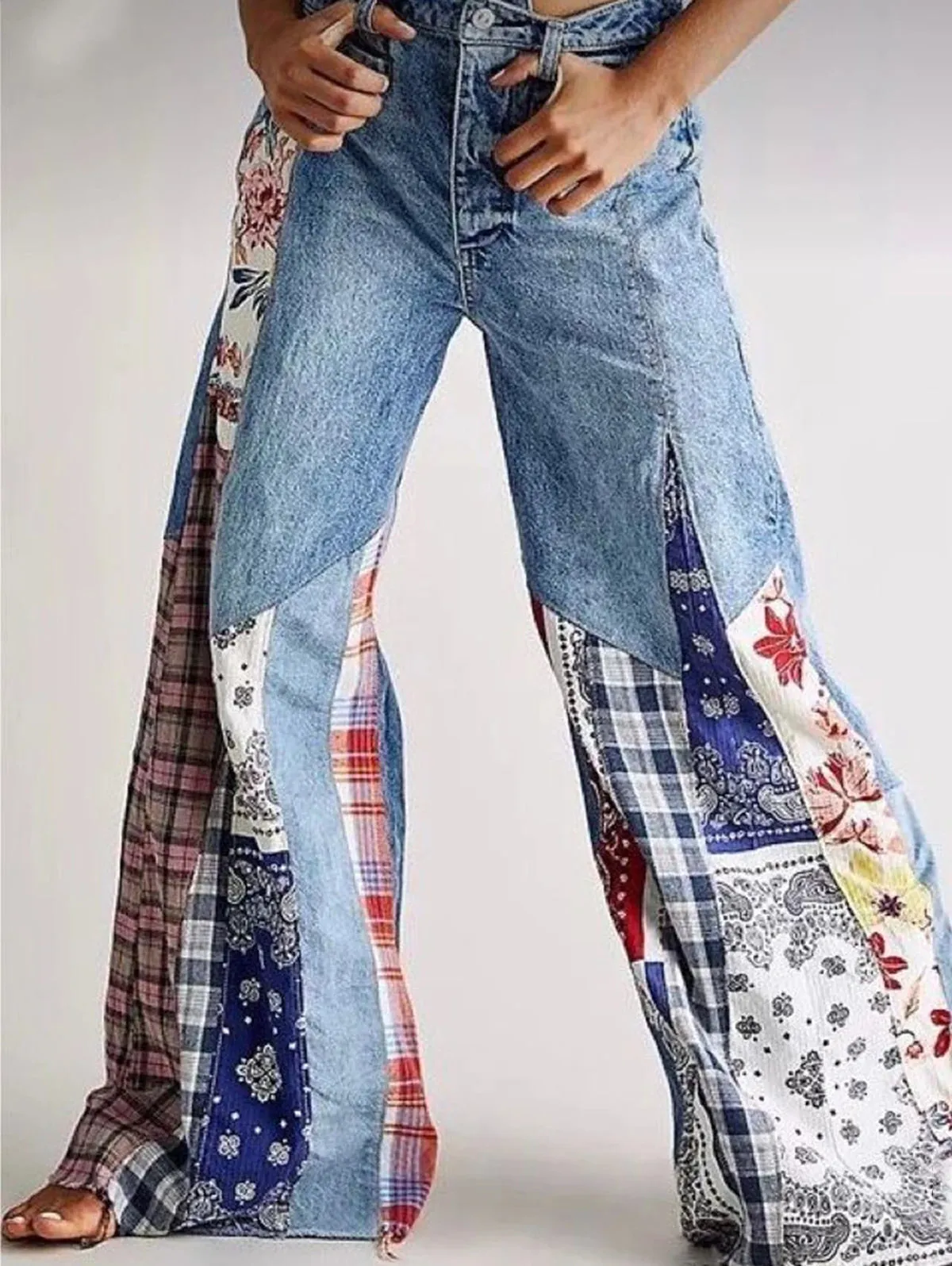 Patchwork Wide Leg Jeans