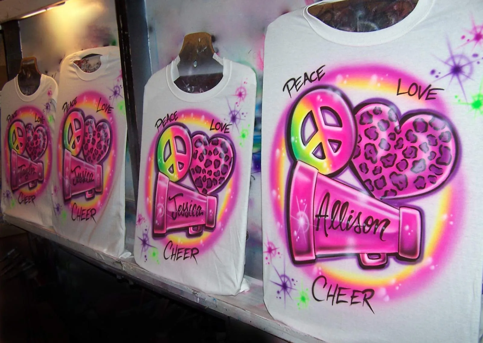 Peace Love Cheer Personalized Megaphone Airbrushed Shirt