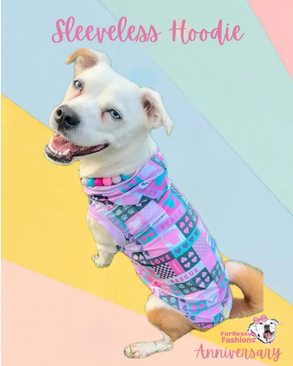 Peace, Love, Rescue (Pink) - Dog Pajama with Lilac Trim/Sleeves