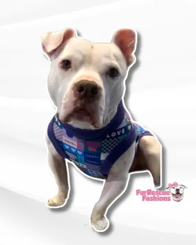 Peace, Love, Rescue (Purple) - Dog Pajama with Purple Trim/Sleeves