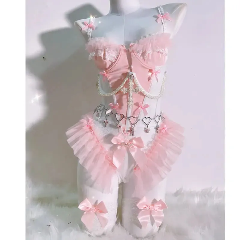 Peach Ballerina Lingerie Corset Set