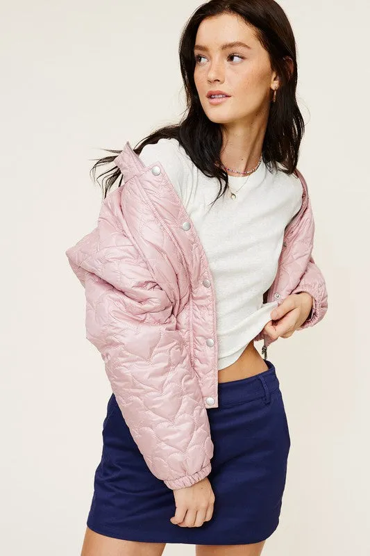 Pink Heart Pattern Lightweight Fashion Jacket