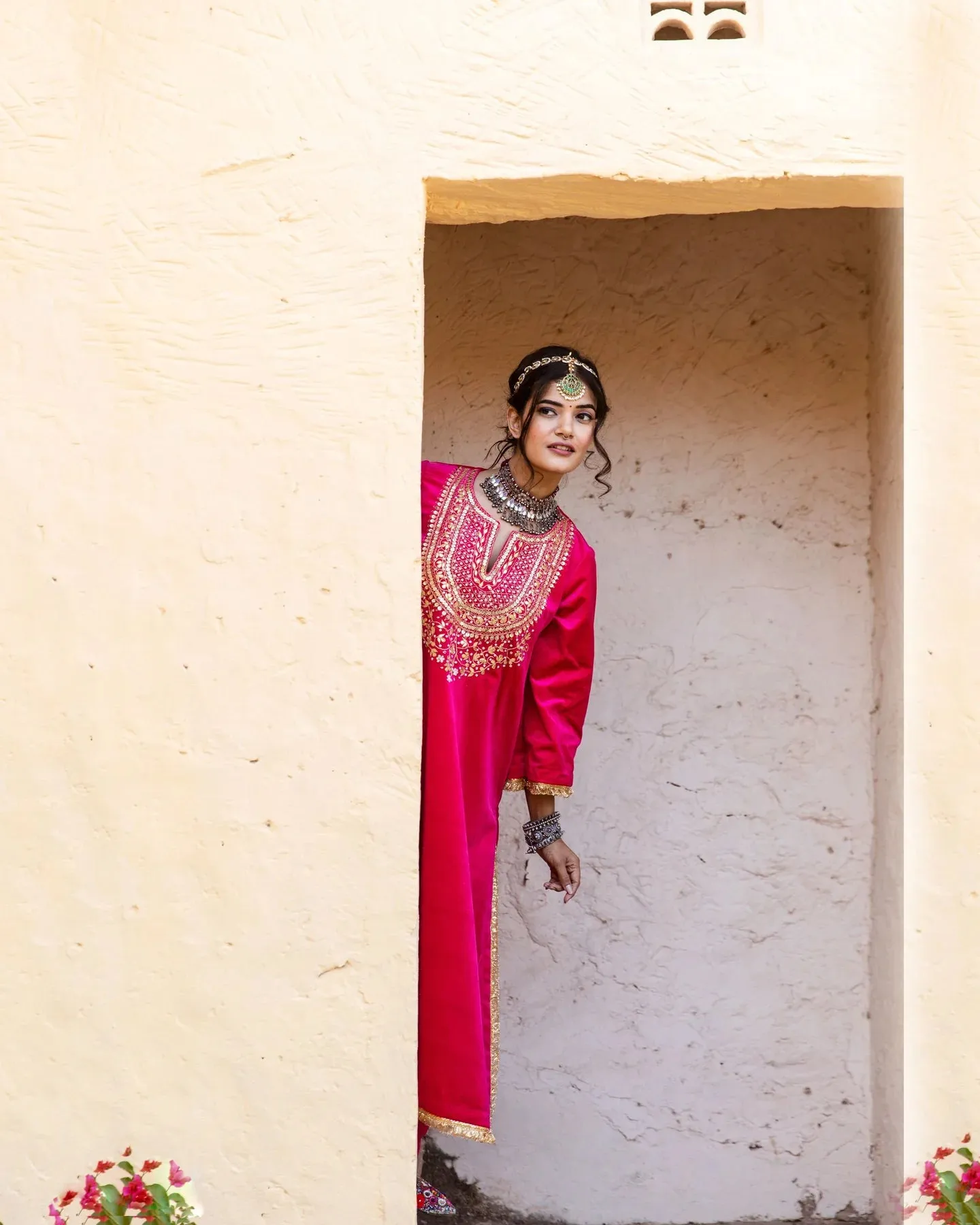 Pink Velvet Zardozi work Kurta with Muslin Bottom and an Organza Dupatta Suit Set