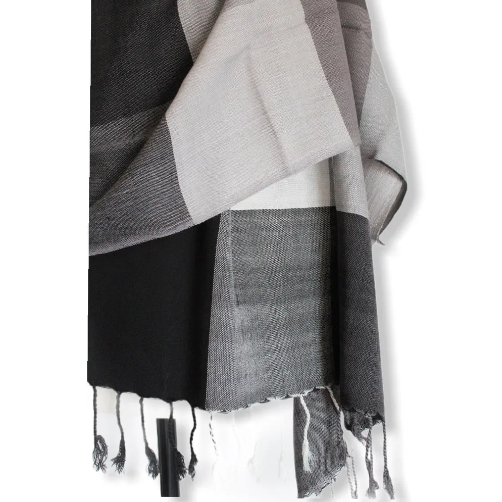 Plaid Handwoven Scarf - Black & White