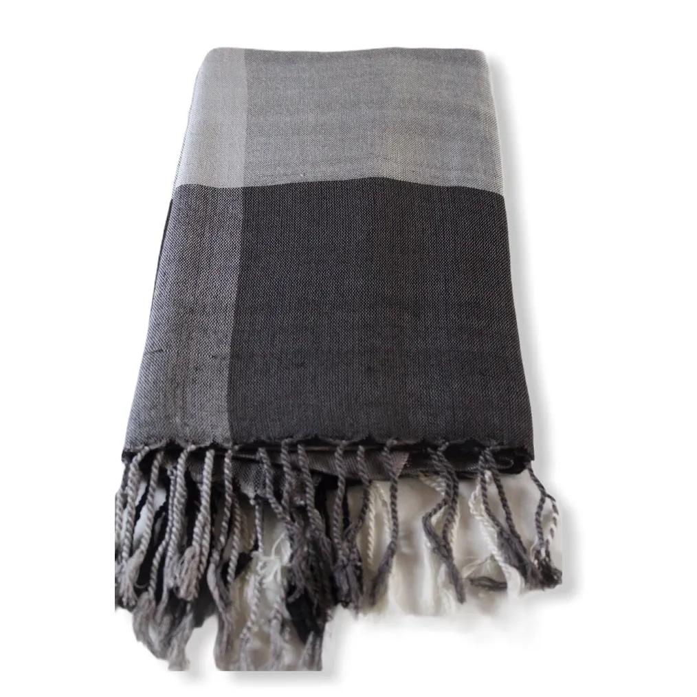 Plaid Handwoven Scarf - Black & White