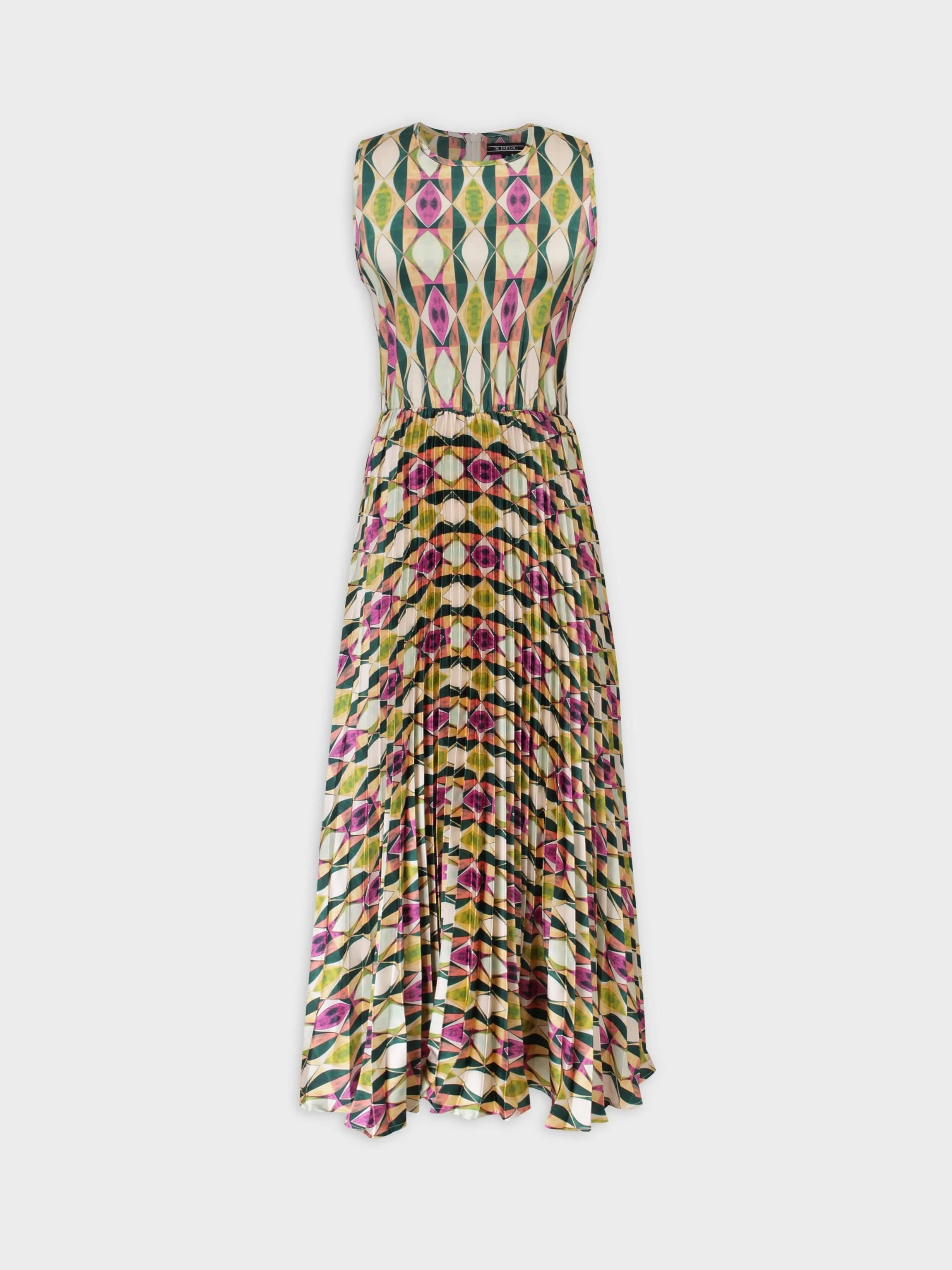 PLEATED SLIP DRESS-GEOMETRIC