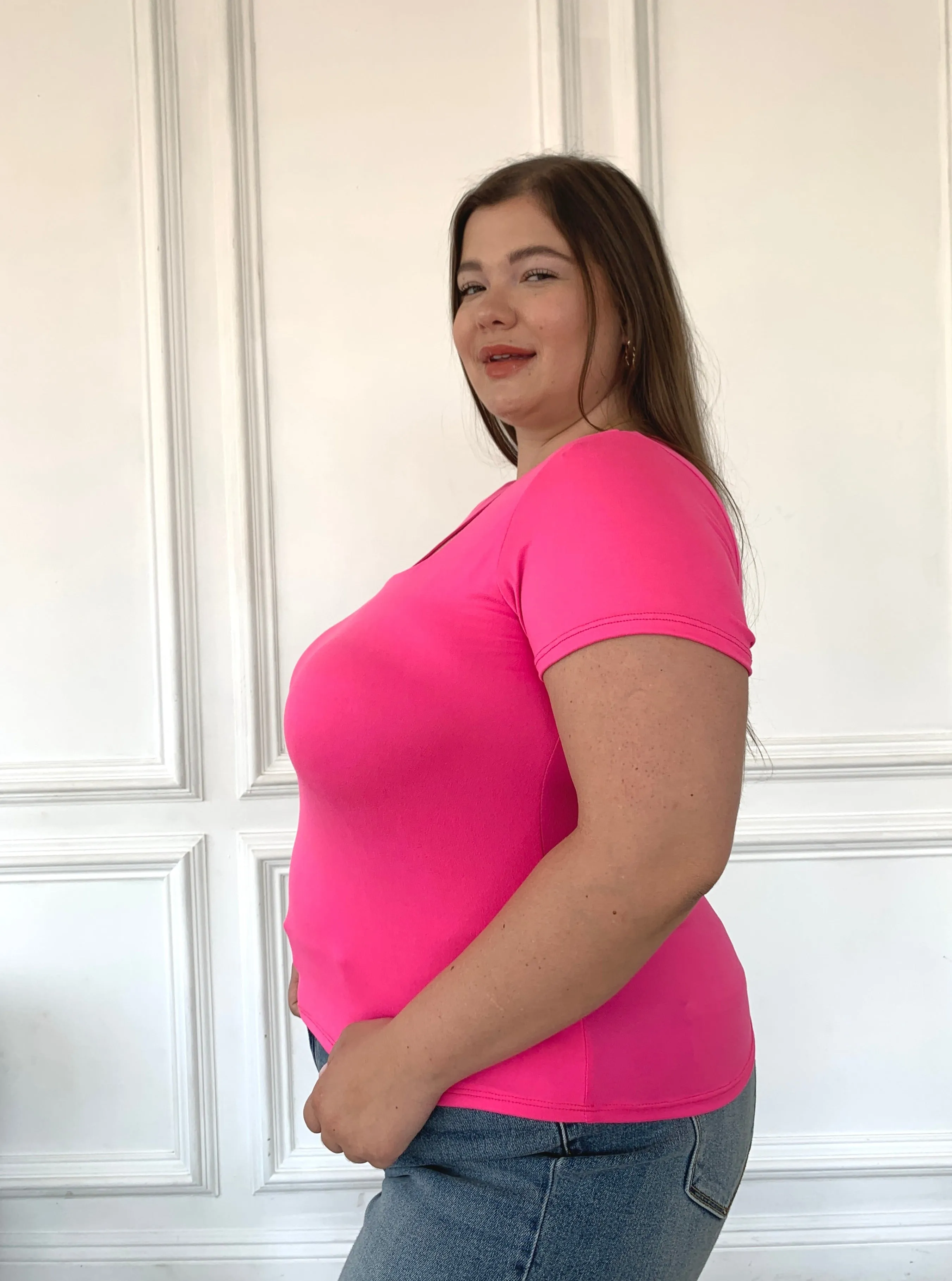 Plus Size Double Layer Cropped Tee