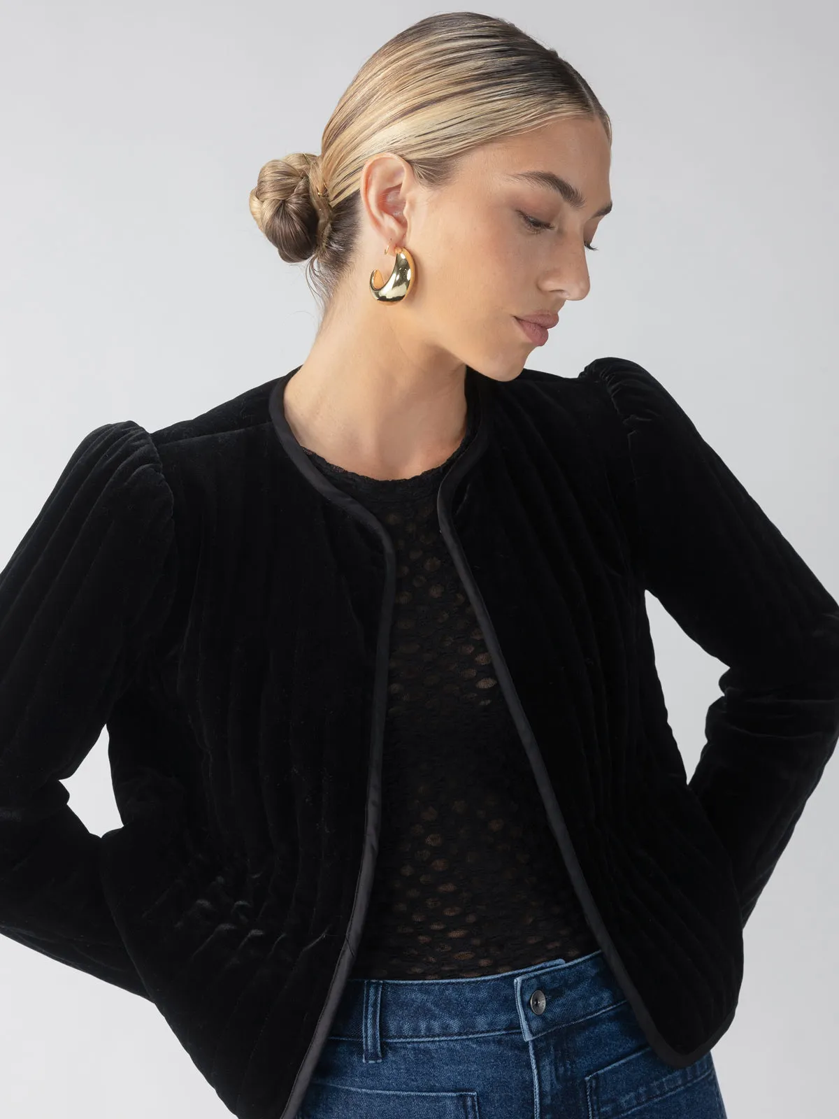 Quilted Velvet Jacket Black