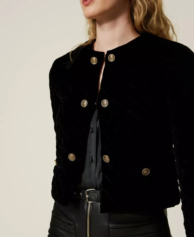 Quilted Velvet Jacket - Nero