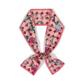 "Dream" Silk Twilly Neck Bow - Sakura Pink