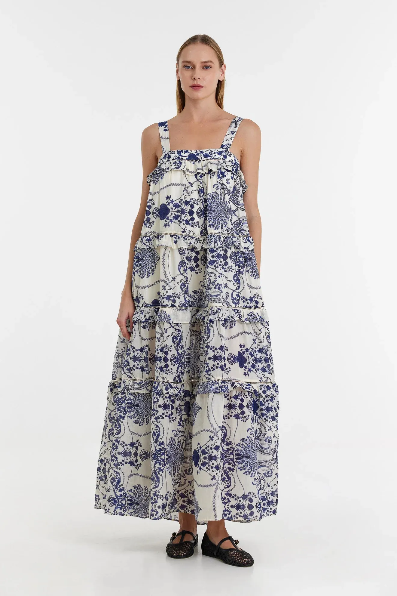 Reggina Maxi Dress Blue/Off-White