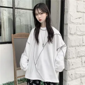 Round Neck Sewing Long Sleeve Oversized Sweatshirt