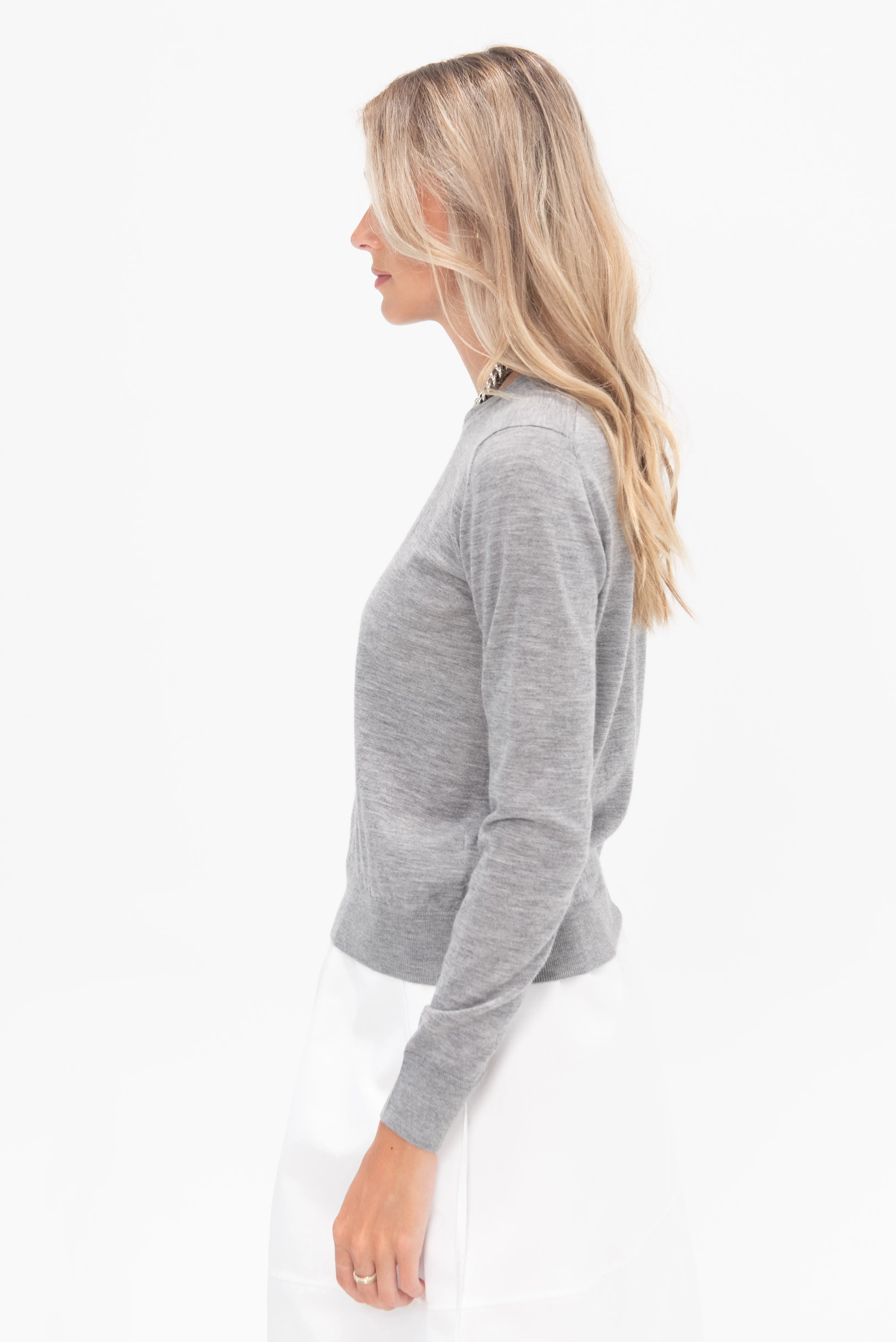 Round Neck Sweater, Heather Melange