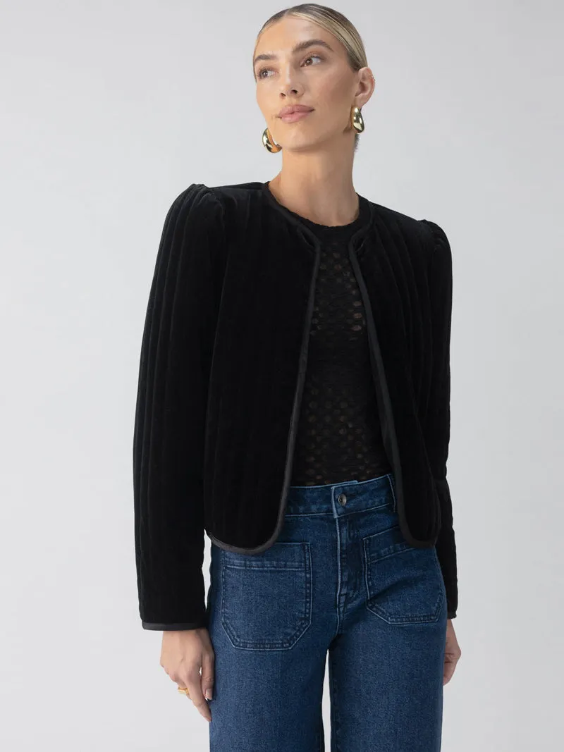 Sanctuary Quilted Velvet Jacket - Black