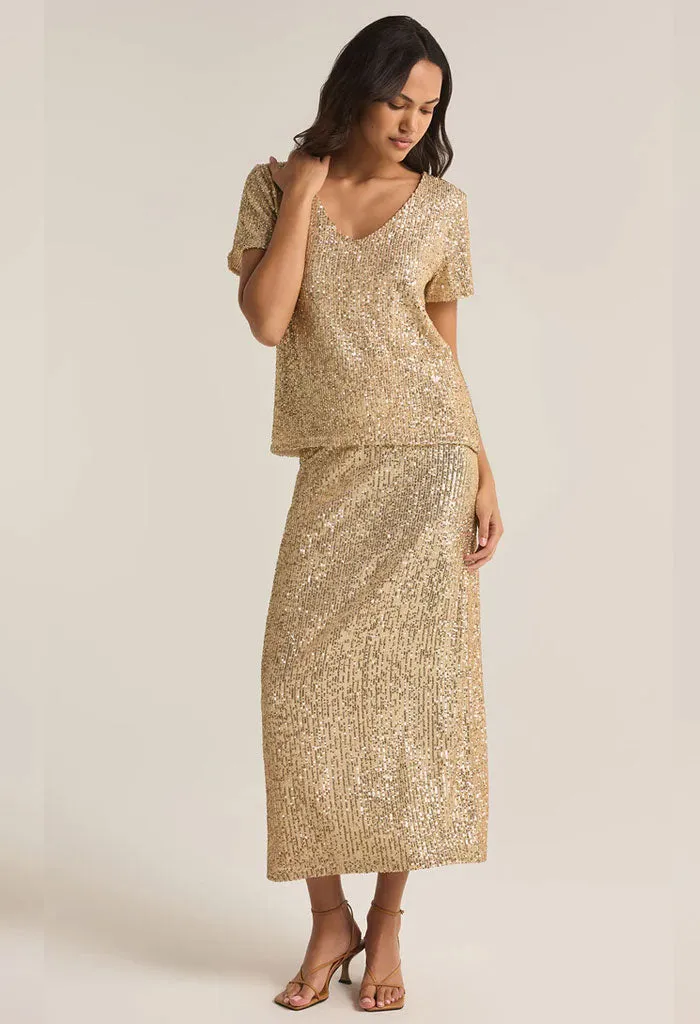 Saturn Sequin Skirt-Champagne