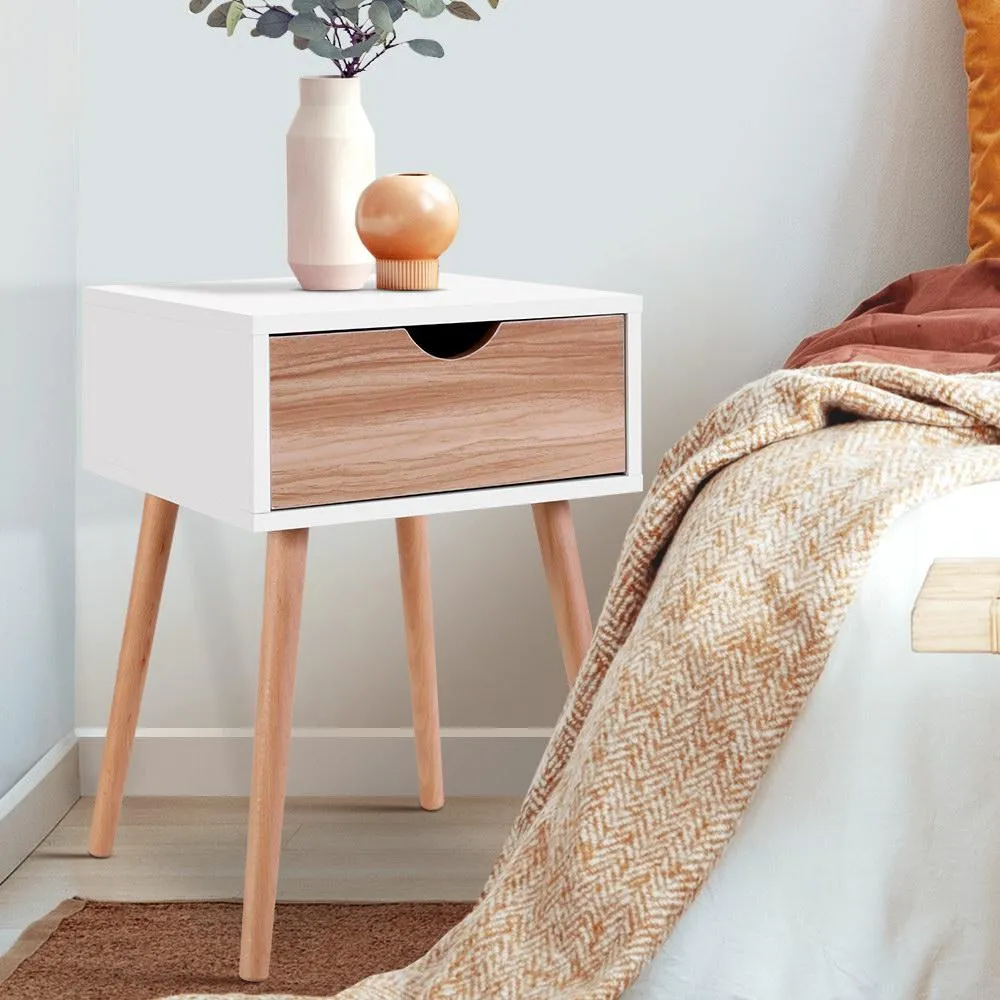 Scandinavian-inspired Bedside Table White & Oak